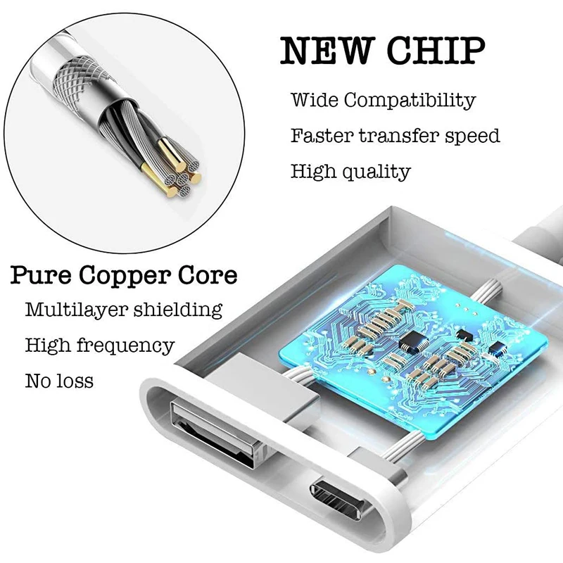 ใหม่8Pin ตัวแปลง USB สาย USB 3อะแดปเตอร์กล้องถ่ายภาพสำหรับ USB แฟลชไดร์ฟ U Disk การ์ดรีดเดอร์ SD เมาส์คีย์บอร์ด