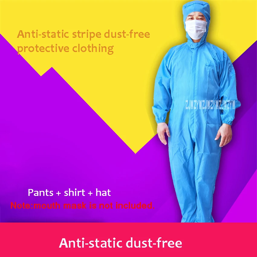 

10PCS Dust-free Protective Clothing Anti-static Stripe Coveralls Electronics Factory Food Processing Protective Working Overalls