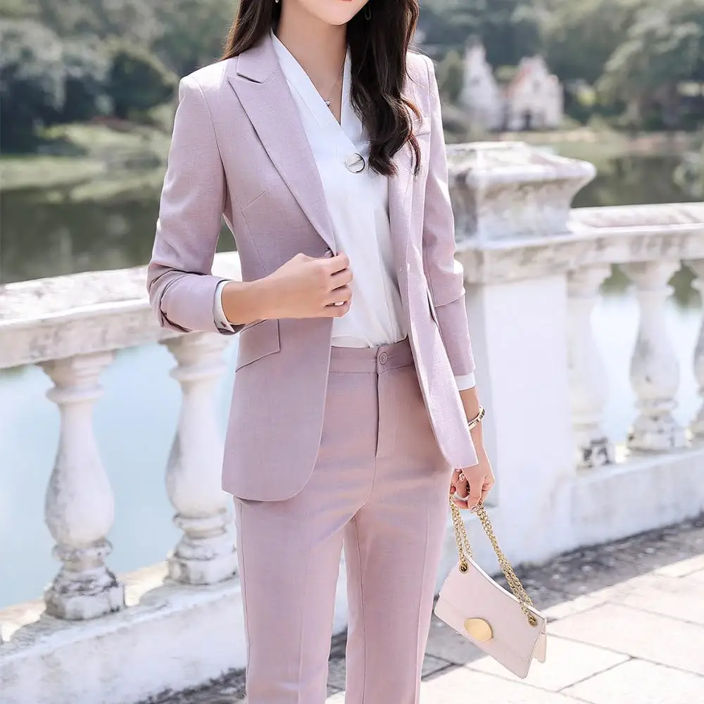 2019 new green women pant suit set blazer jacket & pants trouser 2 pieces set office lady work wear suit 5XL