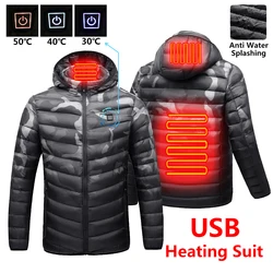 2022 New Men Winter Warm USB Heating Fleece Jackets Parkas Men Smart Thermostat Detachable Hooded Heated Waterproof Jacket Men