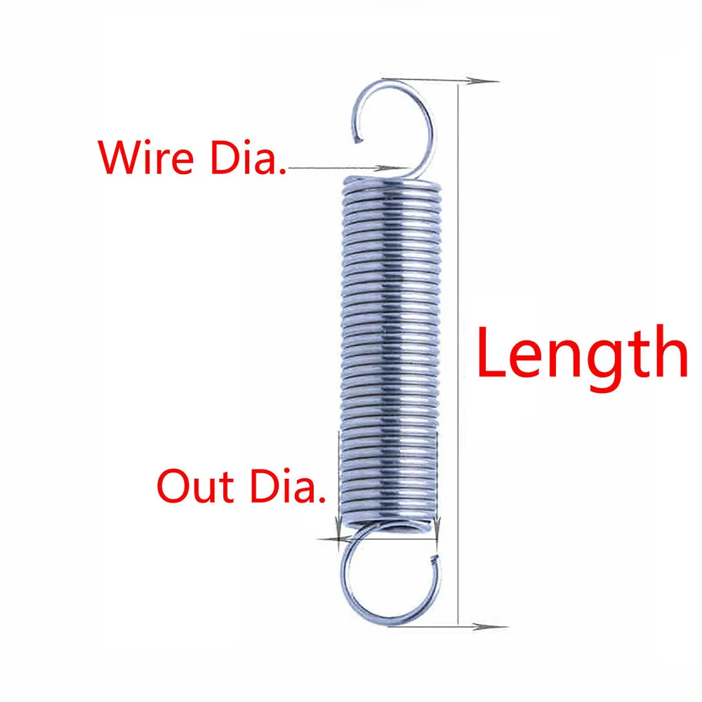 

10pcs Extension Springs Hook-End Wire Diamater 0.7mm OD 5mm 6mm 8mm Length 25-160/180/200/220/240/260/280/300mm