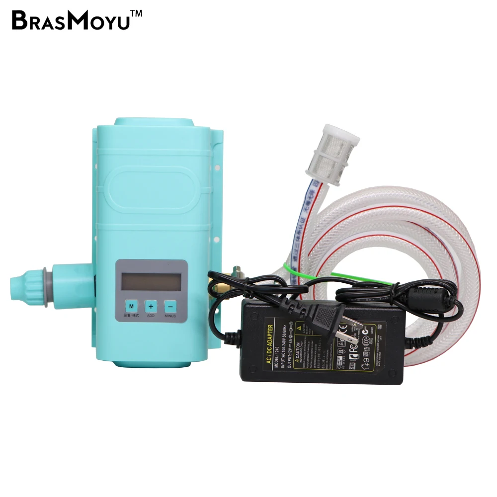 BRADMOYU 1PC 110V-240V Gardens Automatic Timer Intelligent Control Irrigation System Water Suction Pump w/ 12V 4A Power Supply