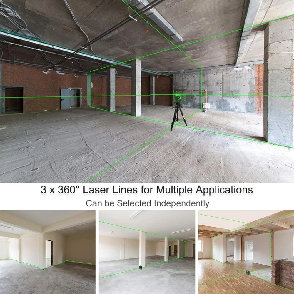 Huepar 3x360 ° linee incrociate connettività Bluetooth 3D raggio verde livello Laser autolivellante con batteria agli ioni di litio e custodia rigida