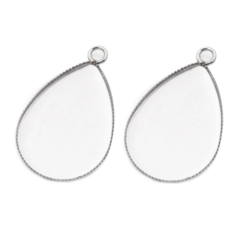 

20Pcs Stainless Steel Teardrop Cabochon Base Settings 18x25mm 15x21mm Blanks