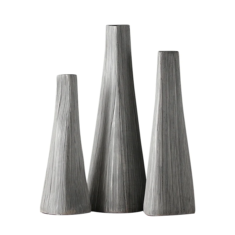 Creative Resin Vase for Home Decoration, Nordic Grey Flower Bottle, Minimalist Decor Crafts, Living Room Accessories
