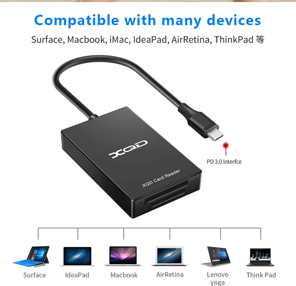 UTHAI Q02 Rocketek Multifunktions-Typ-C-zu-XQD-Kartenleser USB 3.0-Kartenleser M/G-Speicherkarte unterstützt Geschwindigkeiten bis zu 5 Gbit/s – Detail 9