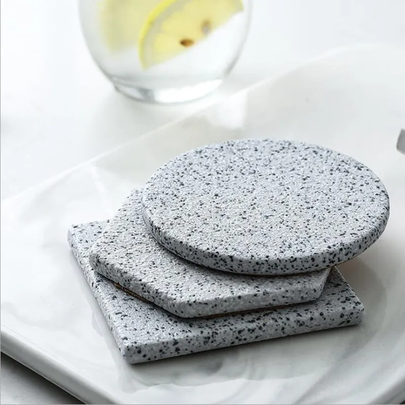 Marble Grain Coasters Ceramics Cup Pad Coffee Tea Mat Round Black Drink Coasters Porcelain Cup Stand Place Mats 1pc