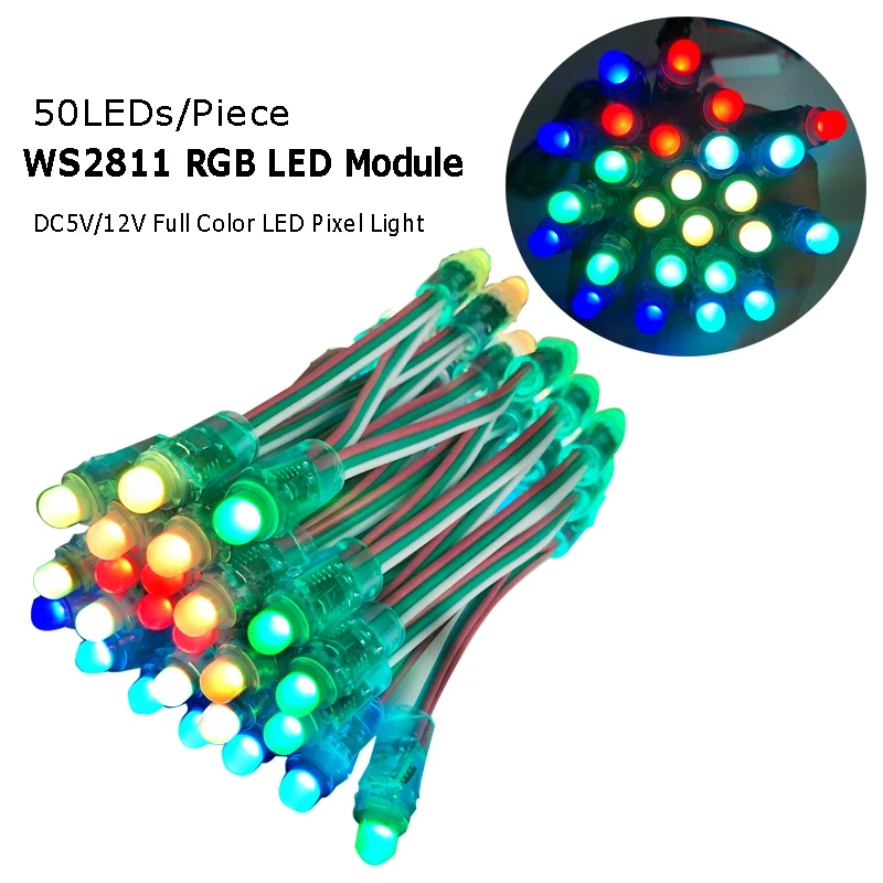 50 szt. WS2811 IC RGB Pixel moduł lampy LED DC5V w pełnym kolorze świetnie nadaje się do dekoracji światła reklamowe wodoodporny IP67