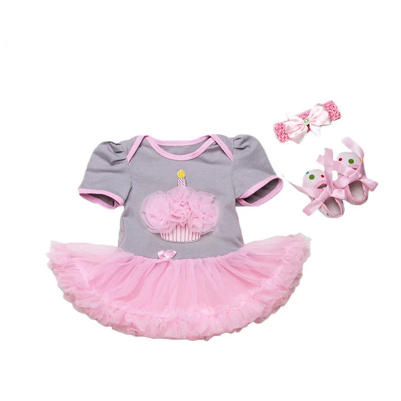 Nette Reborn Puppe Kleidung Fit 19-22 zoll Baby Reborn Puppe Mit Haar Band Mädchen Spielzeug DIY Puppe zubehör Geburtstag Geschenk Für Kind