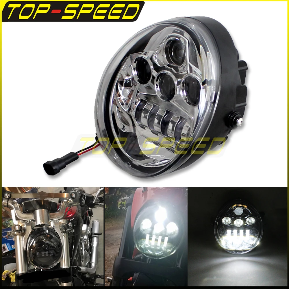 

Motorcycle Chrome Headlight LED Projector High Low Beam For Harley VRSCSE VRSCSE2 VRSCR VRSCX VRXSE V-Rod V-Rod