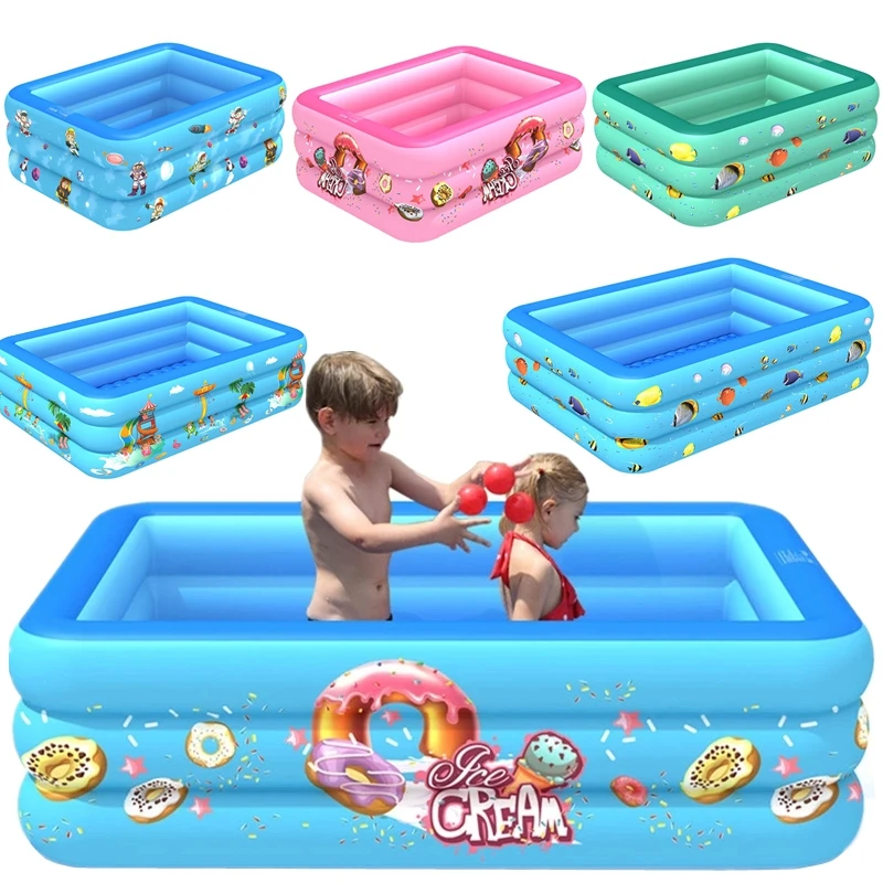 Kids inflatable Pool High Quality Child Home Use Paddling Pool Large Size Inflatable Bubble Bottom Square Swimming Pool For Baby