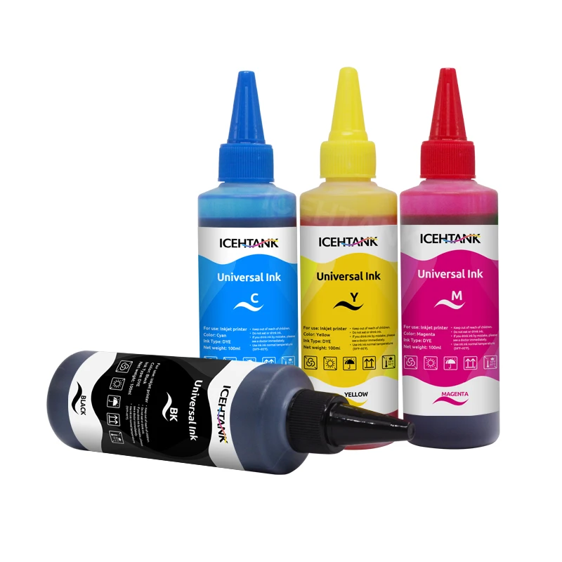 Icehtank 5PCS/SET CMYK 100ml Universal Refill Dye Ink Compatible For HP for Canon for Brother for Epson for printer ink