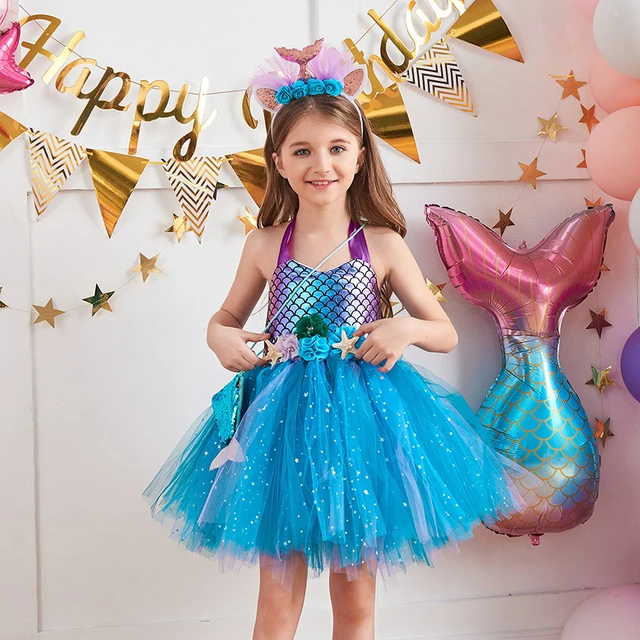 Vestidos de princesa de la sirenita para ninas disfraces de ano nuevo traje de nina bebe vestido de tutu de navidad con diadema 1 10 anos AliExpress