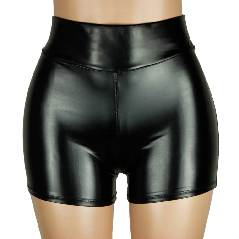 S-5XL Sexy Nightclub Costumes Shorts Women PU Leather Black Shorts High Waist Solid Color Green Brown Navy Fashion Summer