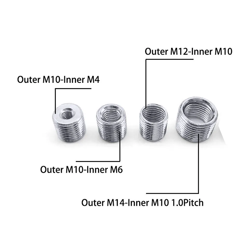 10Pcs M6-M8,M4 M6 M8 To M10, M10 To M12/M14 Inner Outer Threaded Hollow Tube Coupler Conveyer Adapter Screw Pitch 1.0mm