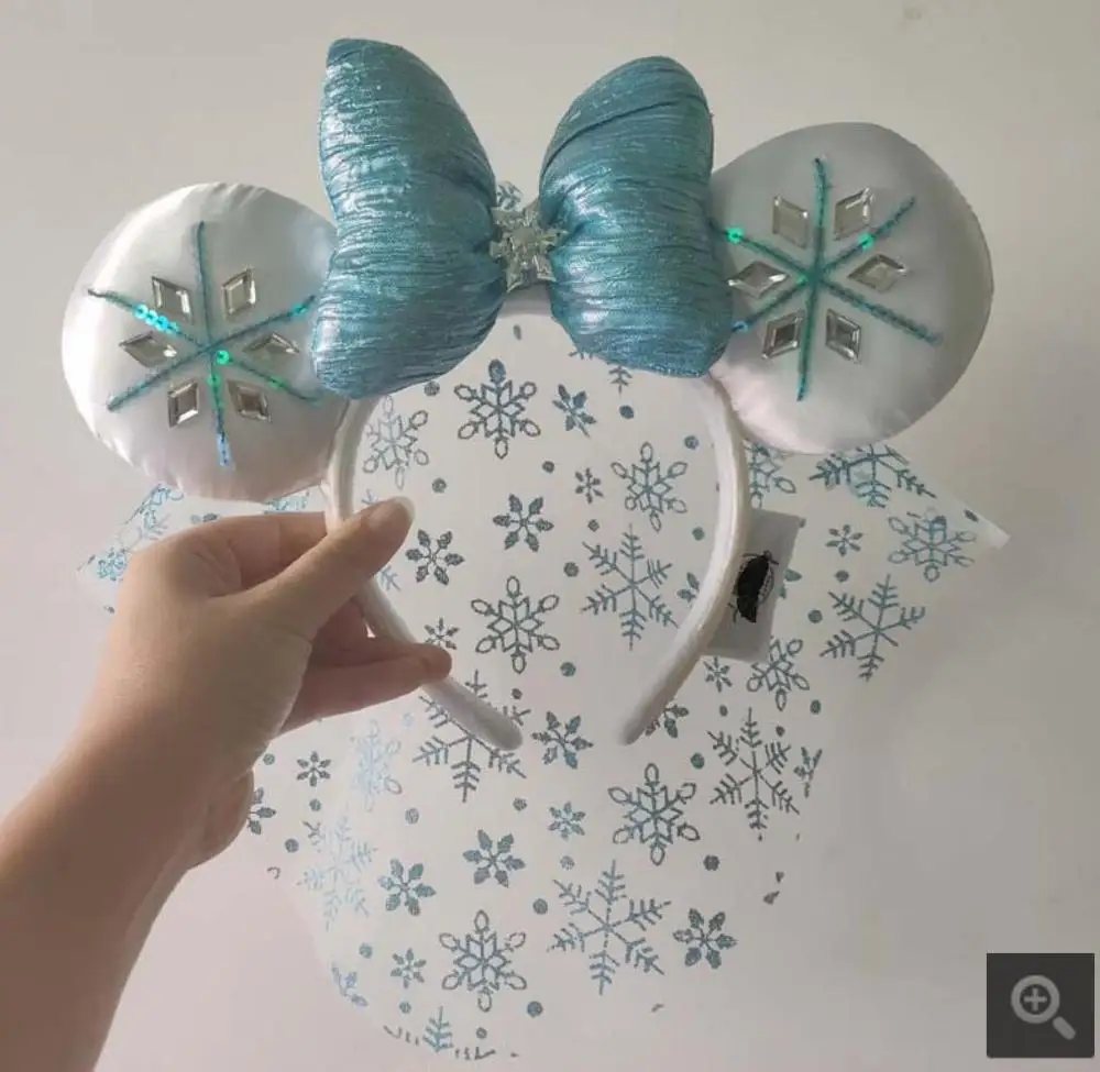 NEW Snowflake Crystal Kids Girl Elsa Minnie  Ears Blue Headband