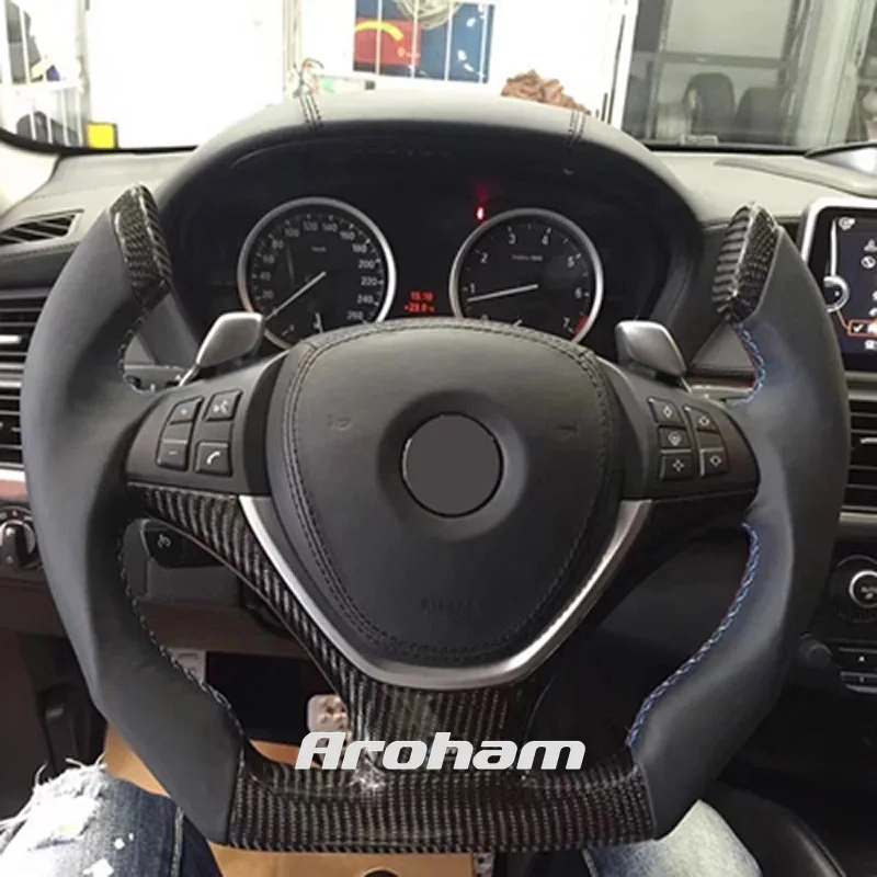 High Quality Customized Carbon Fiber Steering Wheel For BMW X5 E70 X6 E71 With Paddle Shifter Hole