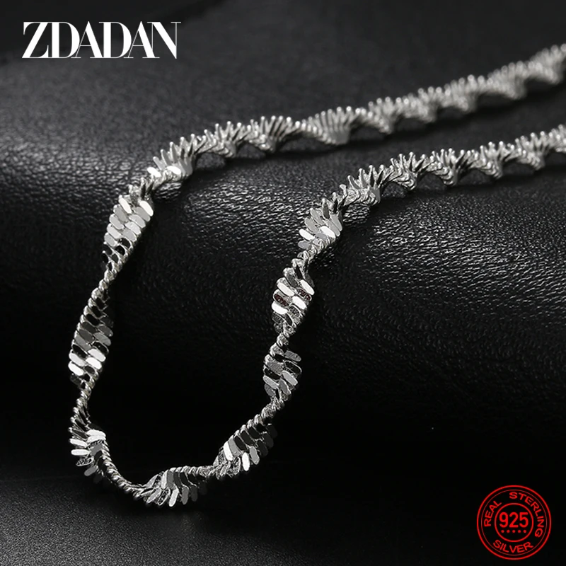 

ZDADAN 925 Sterling Silver Fashion Simple Twisted Bracelet Chain For Women Charm Wedding Jewelry Party Gift