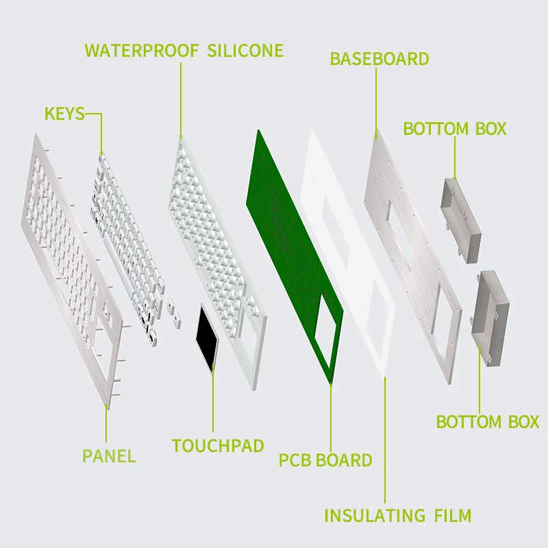 Imagem -05 - Quiosque de Metal Resistente com 67 Teclas Montagem em Painel Preto à Prova Dágua Aço Inoxidável Computador Industrial Teclado Metálico com Touchpad