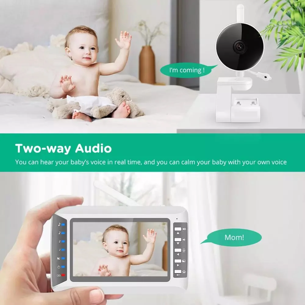 Babyphone vidéo HD 1080p, écran 4.3 ", caméra de sécurité, avec vision nocturne infrarouge, audio bidirectionnel, nouveauté