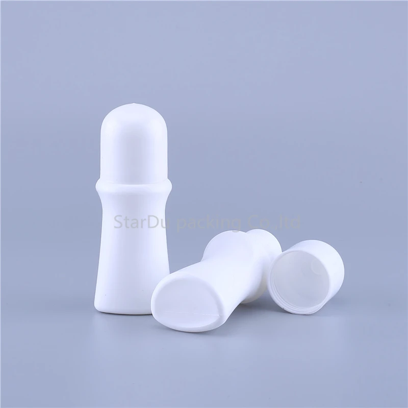 

300PCS/LOT 50ml Plastic Roll On Bottle White Deodorant Container Essential Oil Perfume Rollon Empty Tube