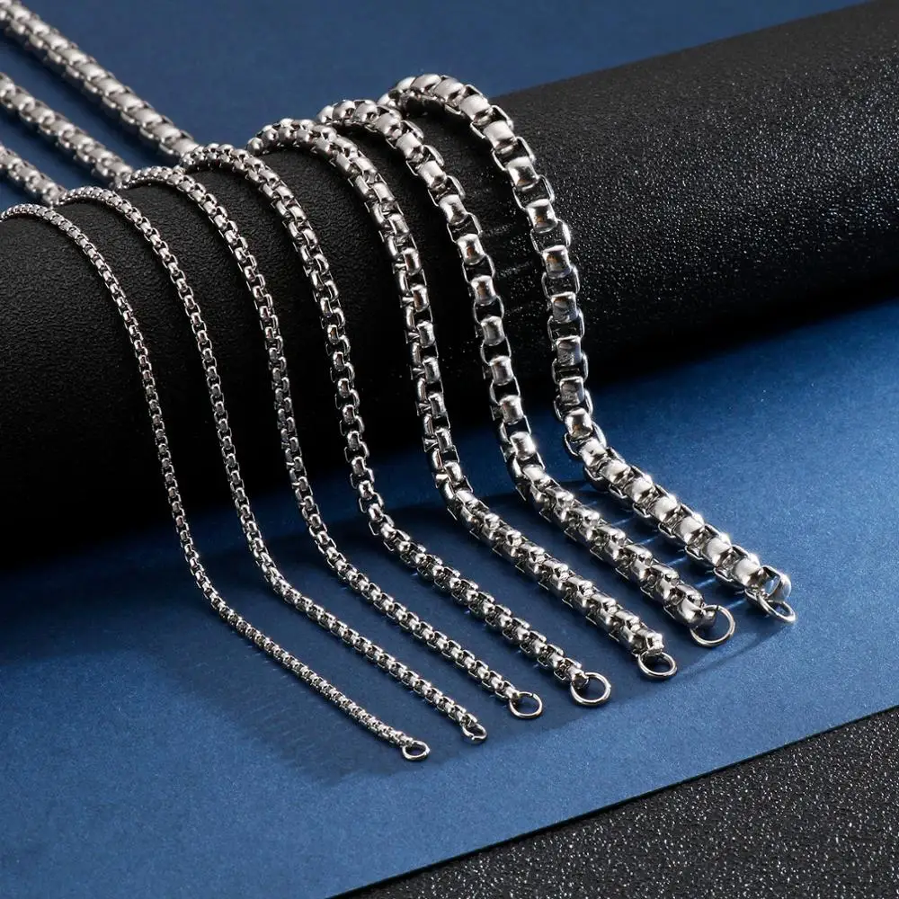 2/2.5/3/4/5/6/7mm Stainless Steel Square Link Box Chain Necklace