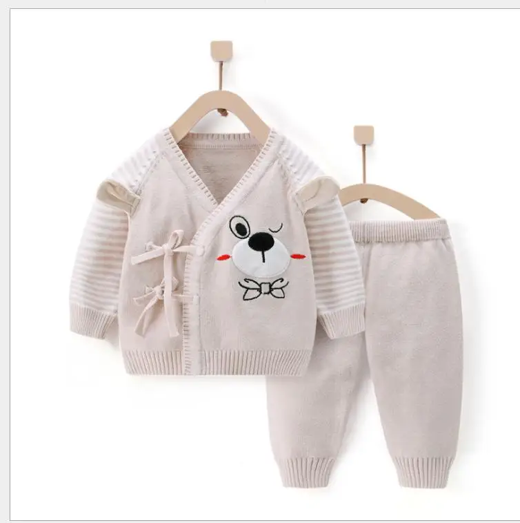 Newborn sweater Baby fall long-sleeved lace-up sweater 2