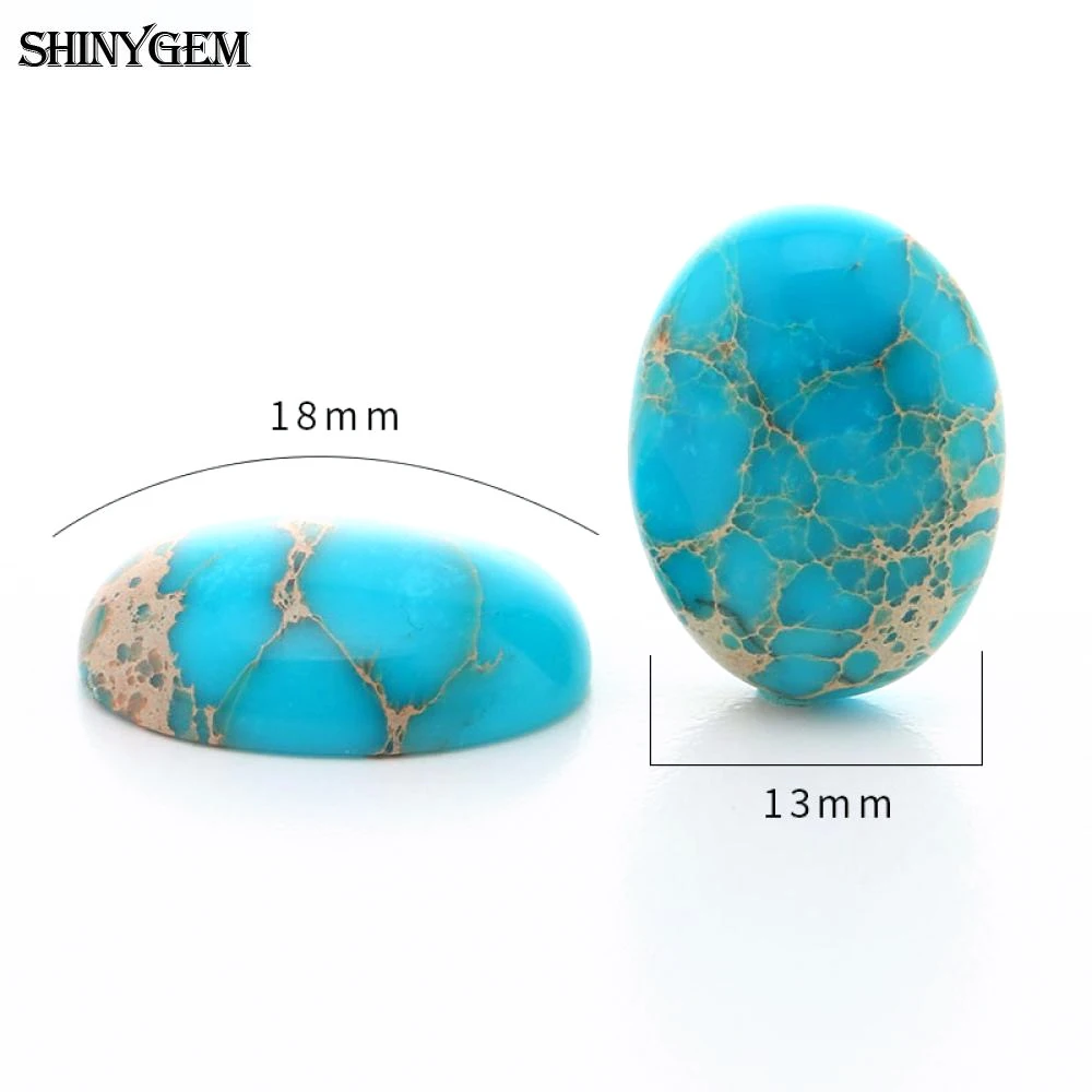 ShinyGem 10pcs 13x18mm Oval Blue Sea Sediment Natural Cabochon Stone For DIY Jewelry Accessories With Inlaid Ring Bracelet