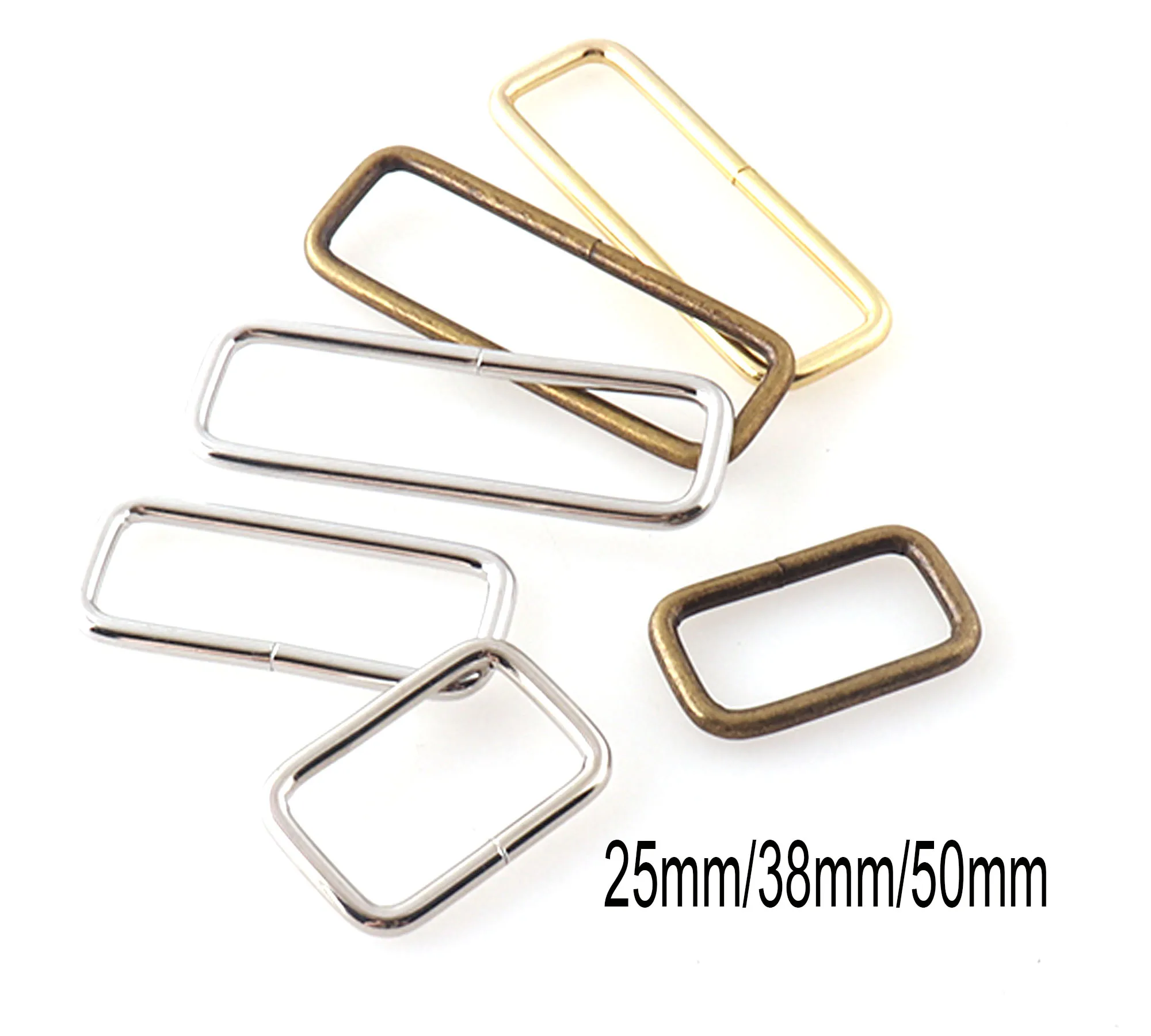 25mm 38mm 50mm Rectangle Rings buckle Gold Silver brass shoulder strap for strap Belt Bags DIY Accessories 6-10 pcs