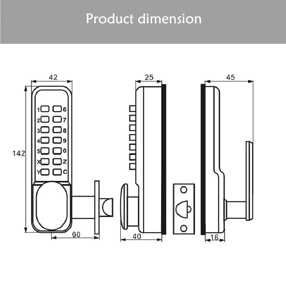 Touch keypad code Door Lock, waterproof fire-resistance mechanical key single bolt Left or Right-Free Handle