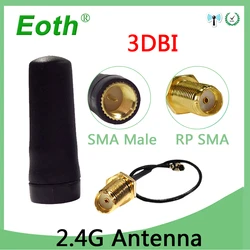 Eoth 2.4Ghz wifi Antenna mini antena PBX SMA male 3dbi for Zigbee 2.4 ghz forhome office aerial RP-SMA Pigtail Extension Cable