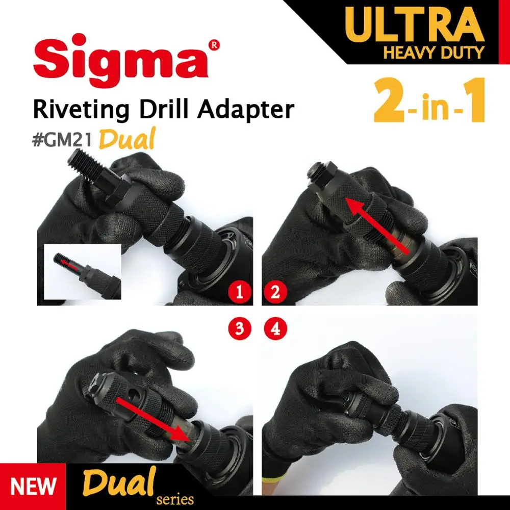 Sigma #GM21 ULTRA HEAVY DUTY 2-in-1 Riveting Drill Adapter Cordless or Electric power drill adaptor alternative air rivet tool