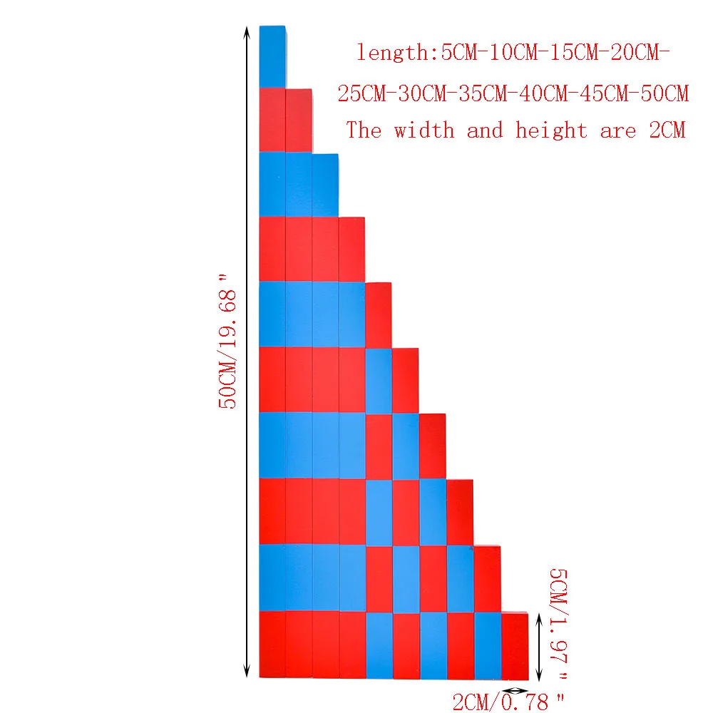 Haste numérica montessori, versão familiar, hastes número, brinquedos de matemática montessori, material para bebês, crianças (5cm-50cm)