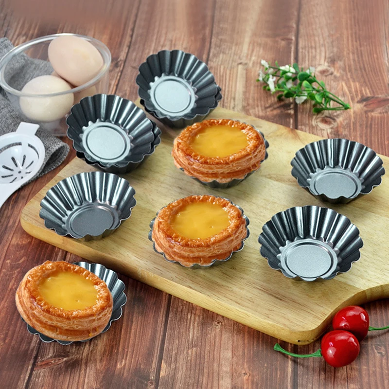 

Baked Egg Tarts Mold Reusable Tart Quiche Flan Pan Mold Non-stick Cake Mold Stainless Steel Pastrys Mould Kitchen Baking Tools