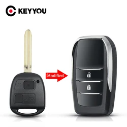 KEYYOU zmodyfikowana klapka 2/3 przyciski obudowa pilota z kluczykiem samochodowym dla Toyota RAV4 Avalon Echo Prado Tarago Camry Tarago TOY43 ostrze obudowa pilota