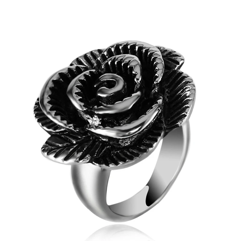 Female Stainless Steel Trendy Simple Women Jewelry Ladies Rose Flower Fancy Rings For Party Gifts