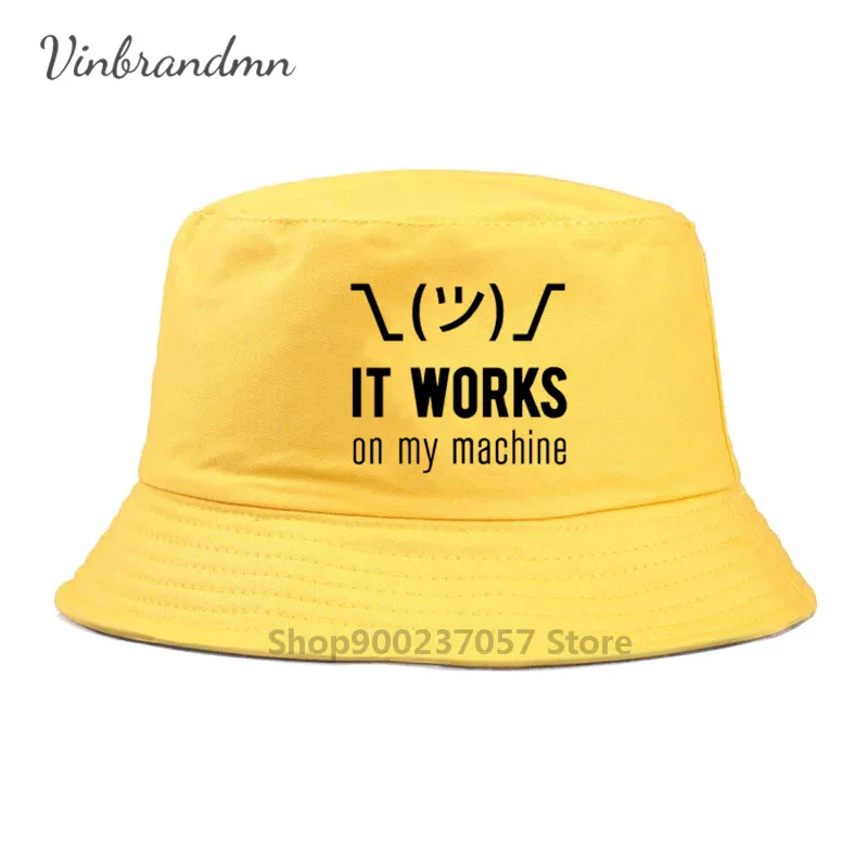 Programmer It works on my machine Fisherman Hat for IT guy Techie coder Geek Funny Novelty Panama Bucket Hat