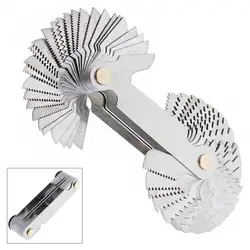 55-60 Degree Stainless Steel Screw Gauge Metric Inch US Thread Plug Gauge Gear Tooth Thread Pitch Folding Measuring Tool