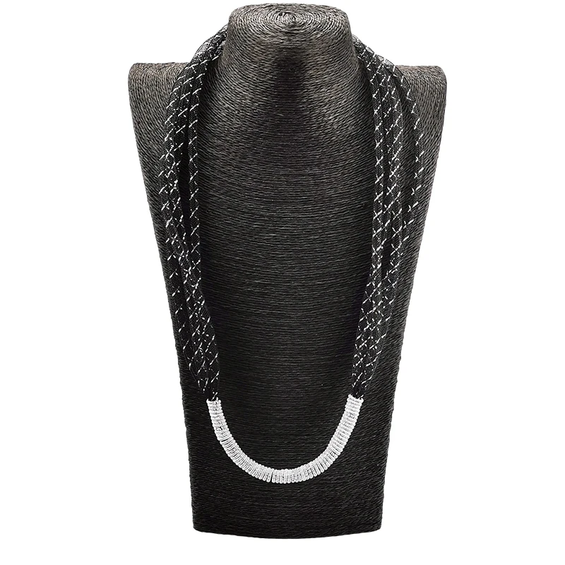 UKEBAY Mesh Necklaces Alloy Chains Handmade Design Pendant Necklaces Black Lace Rope Original Jewelry Ladies Gift Accessories