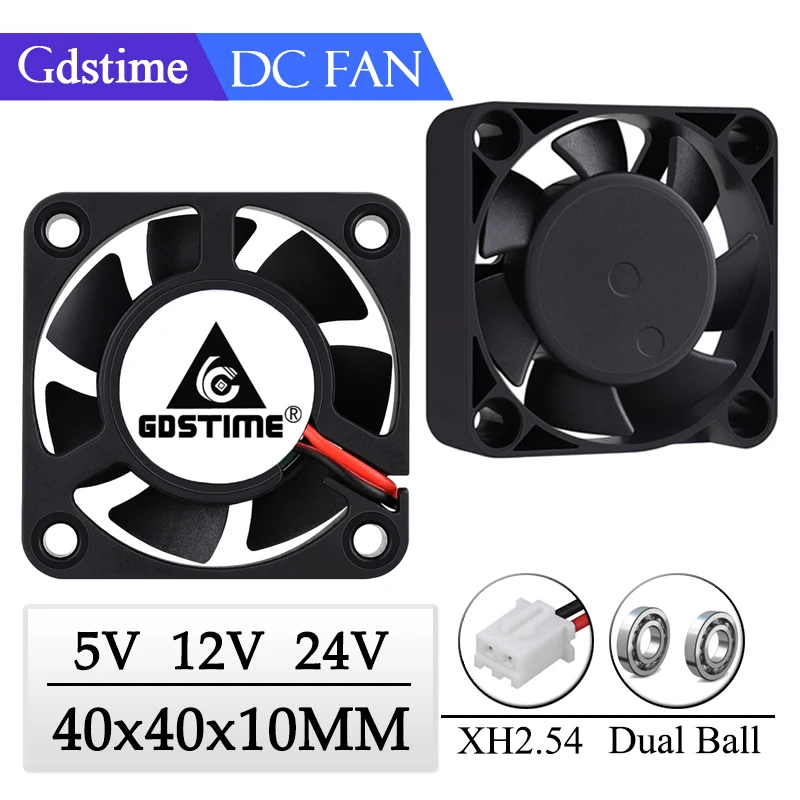 2 Pcs Gdstime 5V 12V 24V 40x40x10mm 40mm Ball Bearing Mini Brushless DC Small Cooling fan 4010 4cm 3D Printer Exhaust Cooler