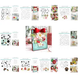 Large Dimensional Bow Corner It Festive Holiday Cheer Overlay Metal Cutting Dies and Stamps Set Album Decoration Embossing Mold
