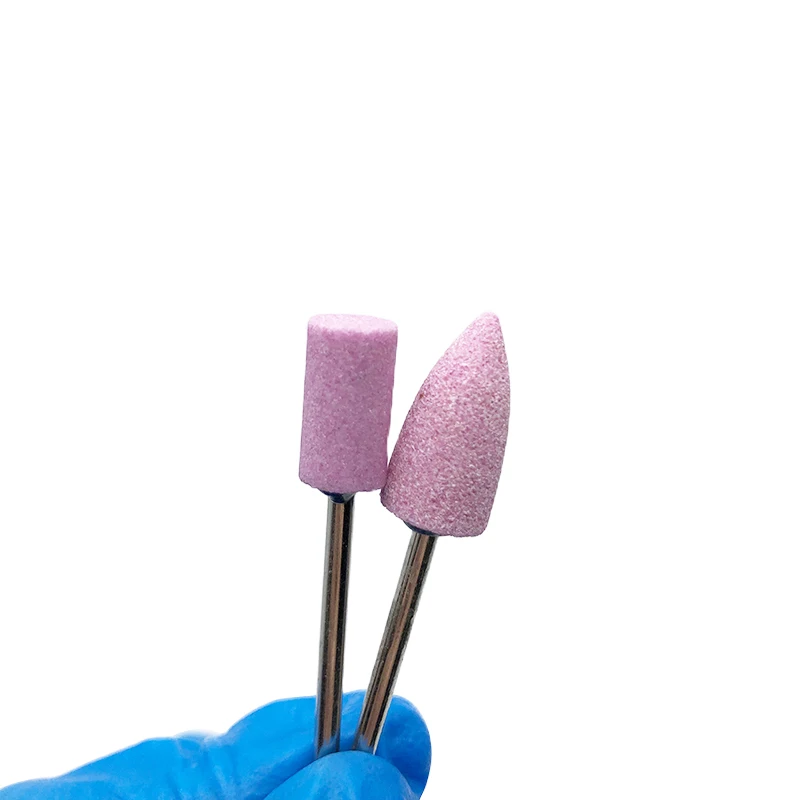 10Pcs Pink Dental Mounted Stone Grinders Gravel Burs 2.35mm For Metals Non-contamination Of Precious And Semi-precious Alloys