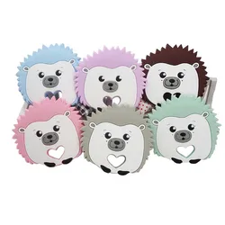 Chenkai 5PCS Silicone Hedgehog Teether Baby Cute Animal Teether For DIY Baby Nursing Chewing Teether Chain Pendant Necklace Toy