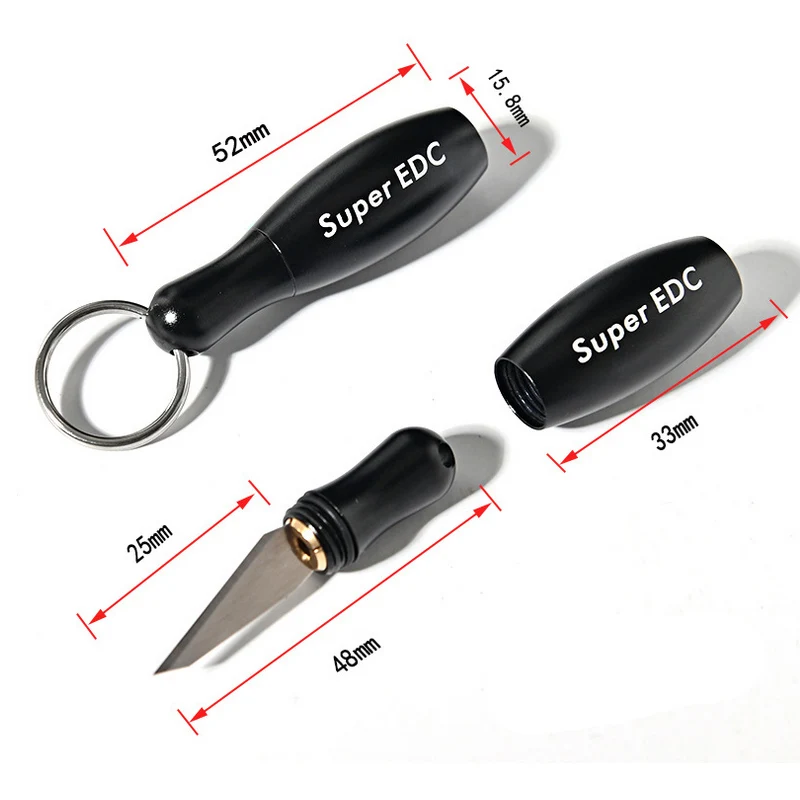 MINI cuchillo de cápsula portátil EDC, herramienta de corte de latón, multifunción, llavero, colgante, pequeña