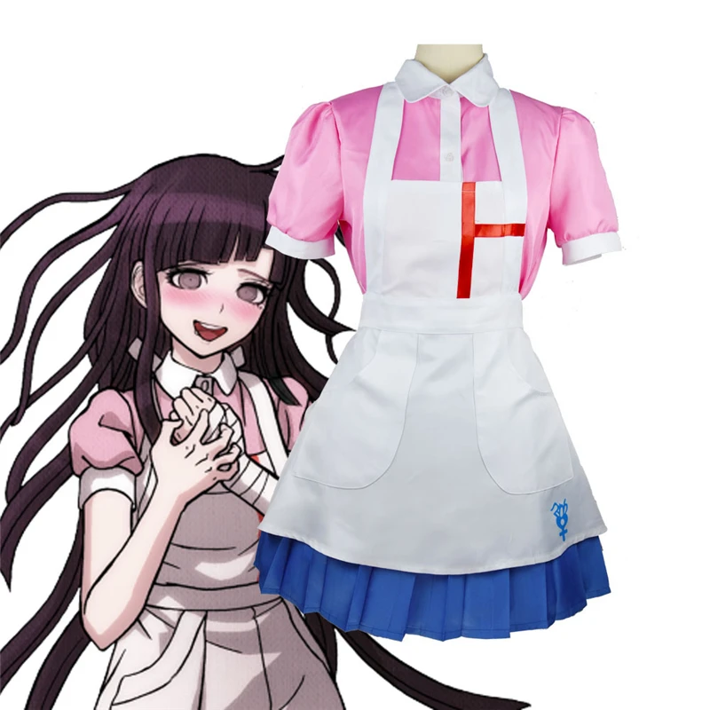 Sets DanganRonpa Mikan Tsumiki Cosplay Costume Nurse Kitchen Girl Outfit Sets Dress Halloween Party Dangan Ronpa 2 Cos