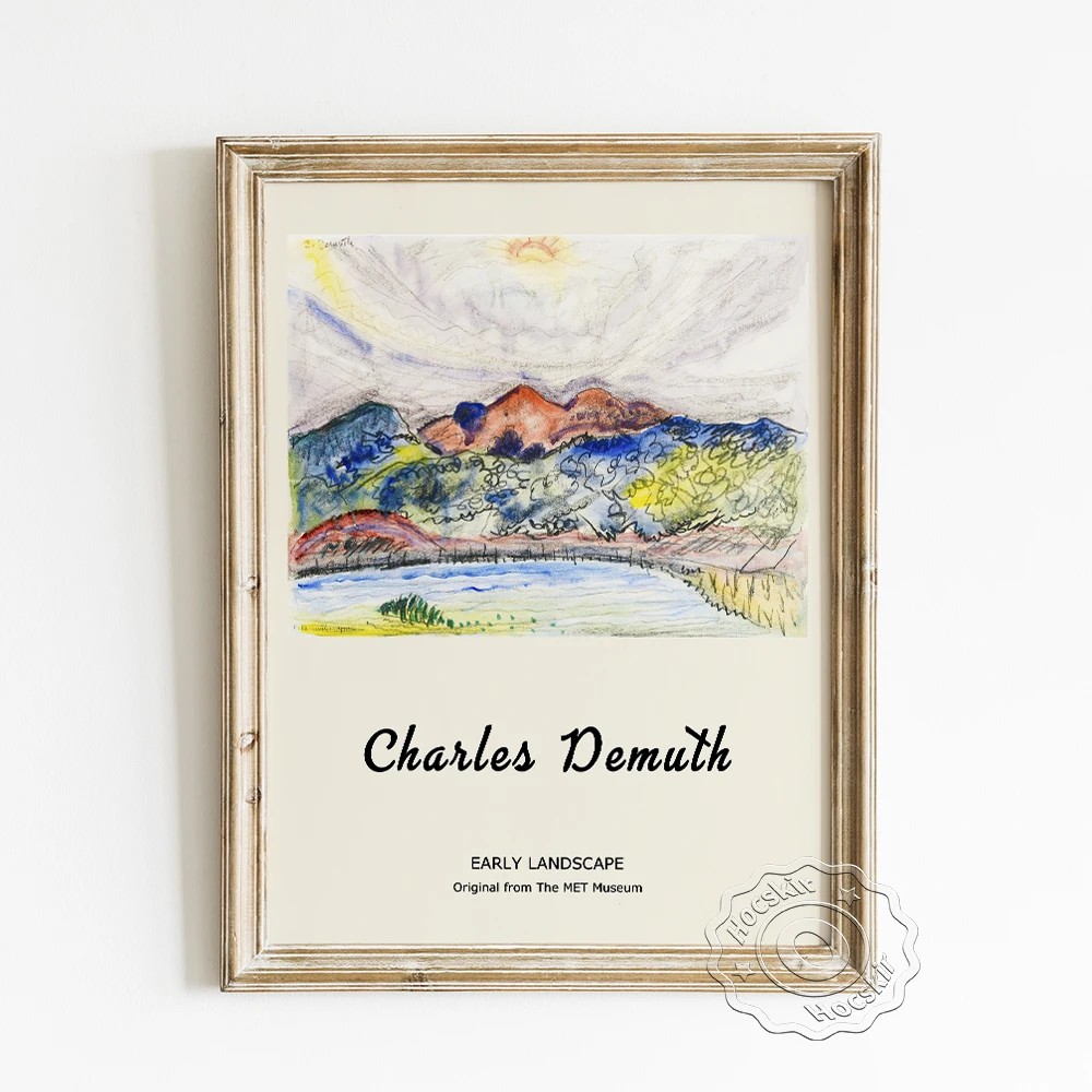 Charles Demuth Exhibition Museum Poster, Early Landscape Art Prints Canvas Painting, Vintage Watercolour Wall Picture Home Decor