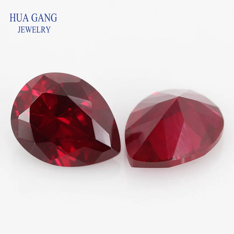 8# Ruby Red Corundum Stones Size 2x3~13x18mm Pear Cut Synthetic Corundum Gems Stone For Jewelry Wholesale