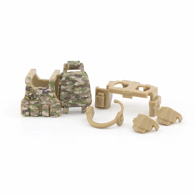 Military WW2 Building Blocks Figure Toys Bricks US Army Assault Soldiers Desert Camouflage Soldiers Weapons Guns Helmets Vests