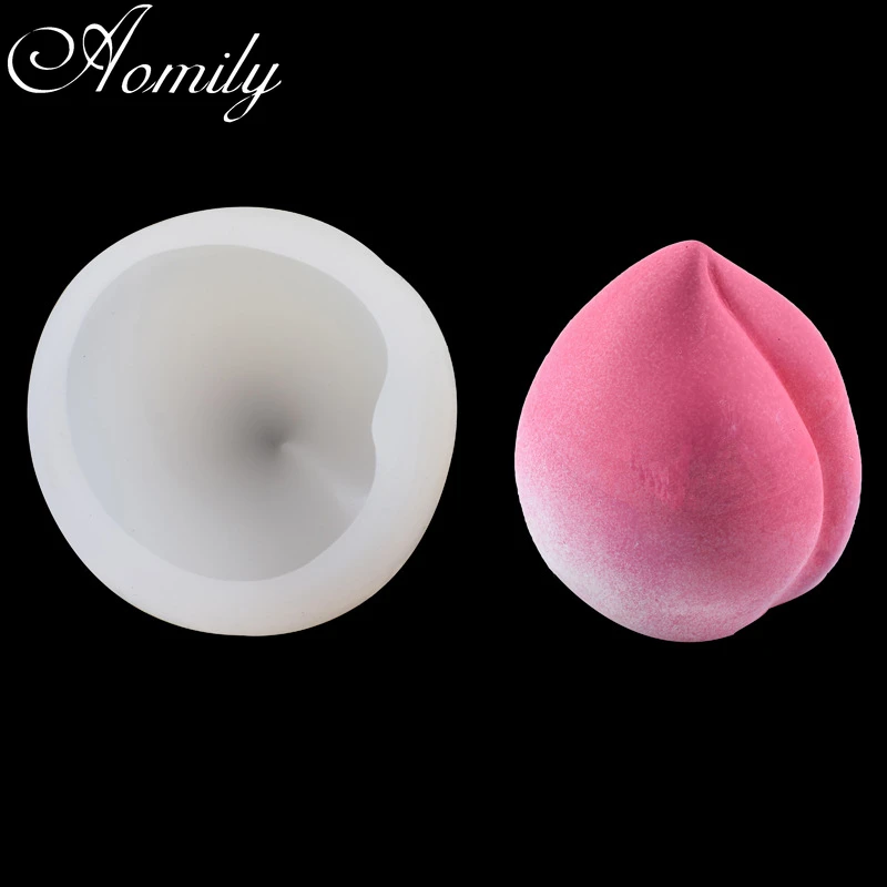 Amoliy 3D Peach Fruit Silicone Mold Fondant Chocolate Mousse Mould Handmade Soap Candle Decoration Mold Baking Accessories