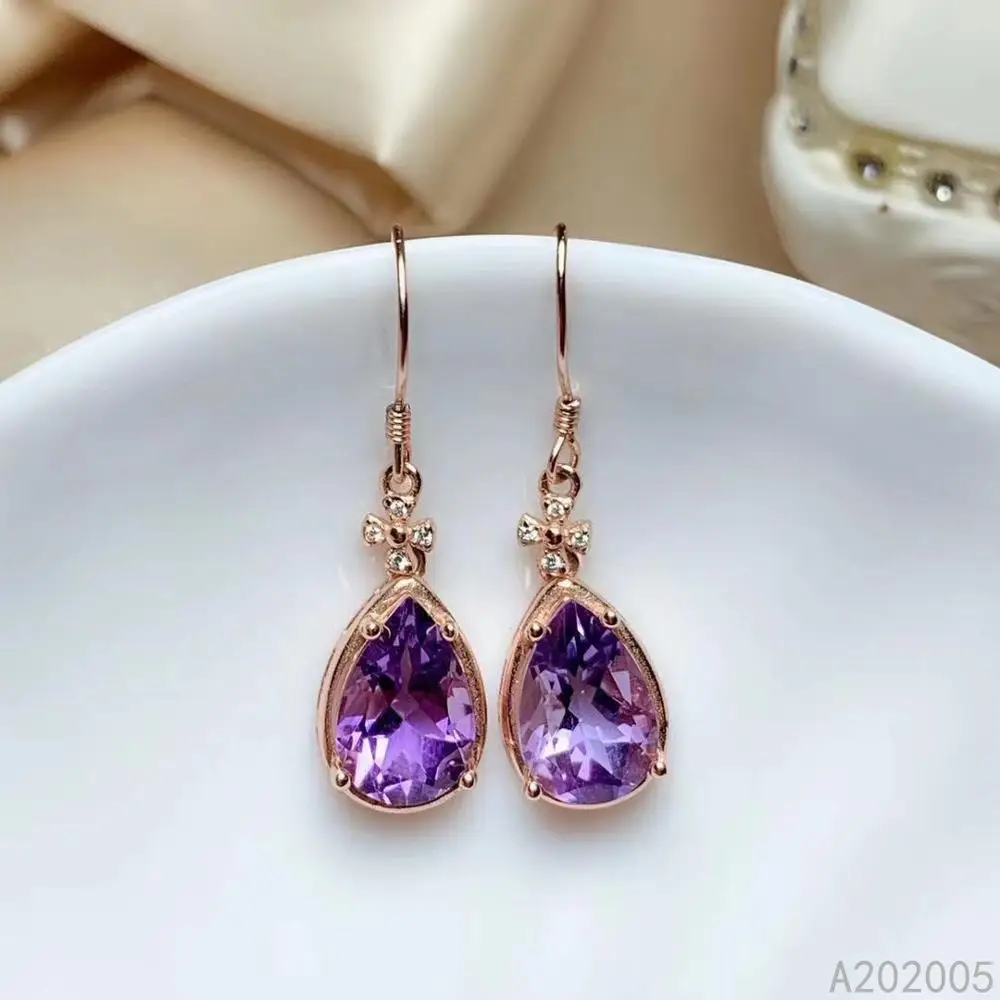 

KJJEAXCMY Fine Jewelry 925 sterling silver inlaid Amethyst female earrings Eardrop noble hot selling